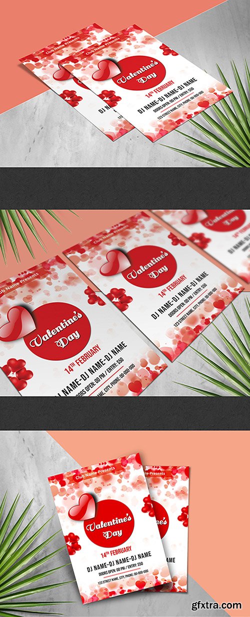 Valentine's Day Invitation Layout with Red Hearts 247667596