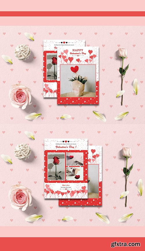 Valentine's Day Photo Card Layout 245413595 Valentine's Day Photo Card Layout 245413595