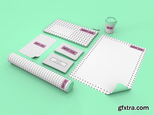 Stationery Set on Mint Green Background Mockup Stationery Set on Mint Green Background Mockup