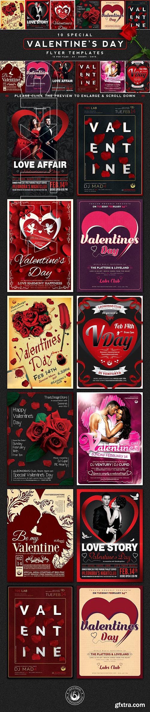 CreativeMarket - 10 Valentines Day Flyer Bundle V1 3434945