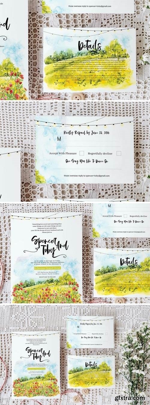 Spring wedding invitation set