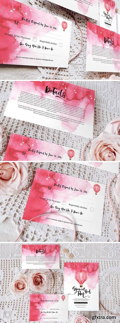 Colour me pink wedding invitation set