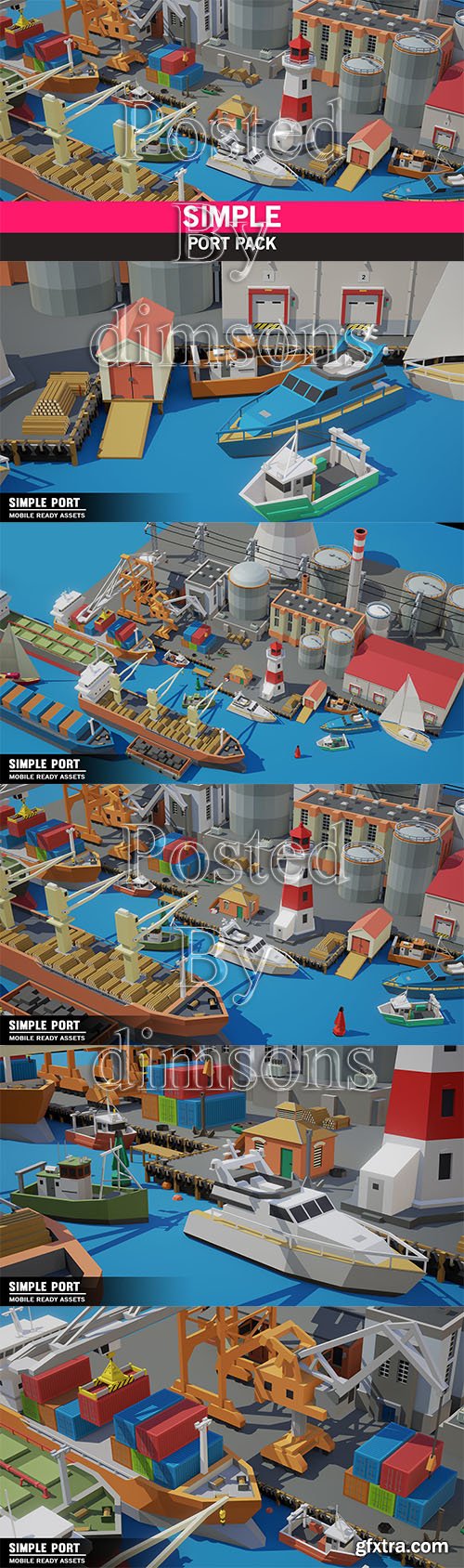 Cgtrader - Simple Port - Cartoon Assets Low-poly 3D model