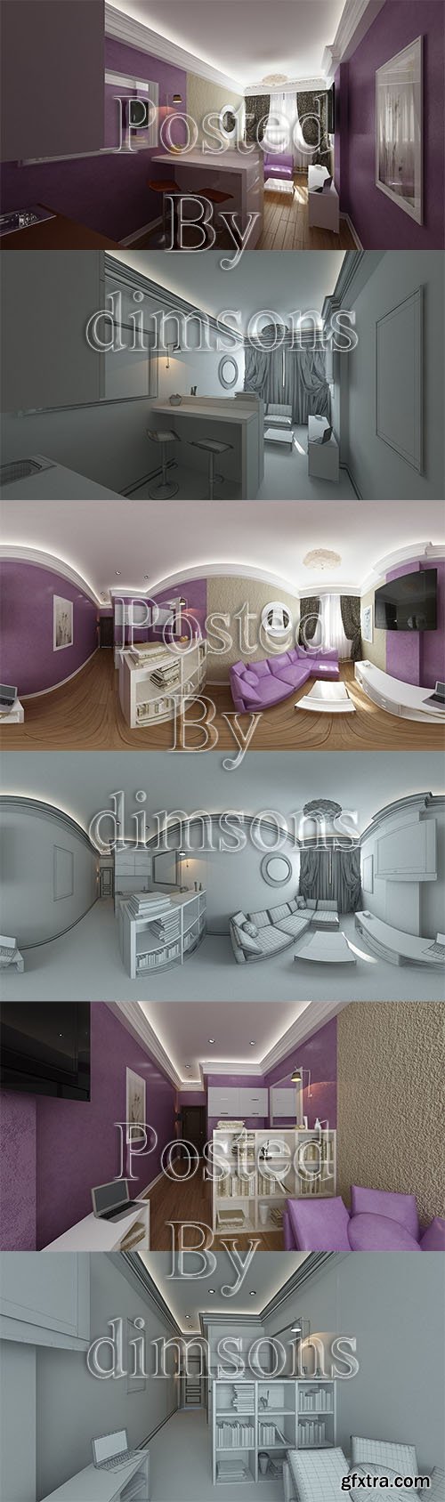 Cgtrader - Pink living room interior 3D model Cgtrader - Pink living room interior 3D model