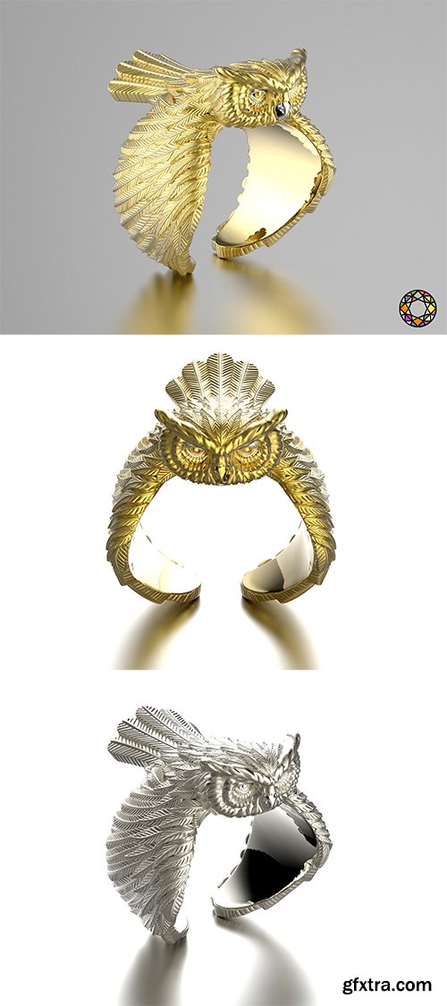 Cgtrader - Owl fashion ring 0156 3D print model Cgtrader - Owl fashion ring 0156 3D print model