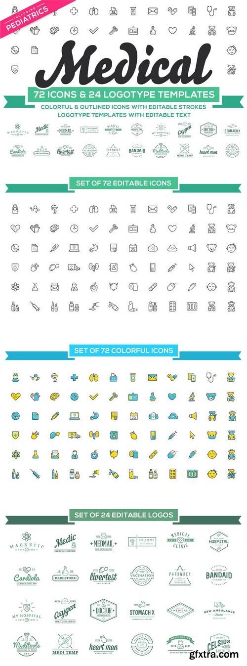 Medical Pediatrics Icons &amp; Logos Set
