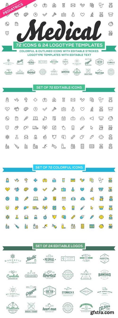 Medical Pediatrics Icons & Logos Set