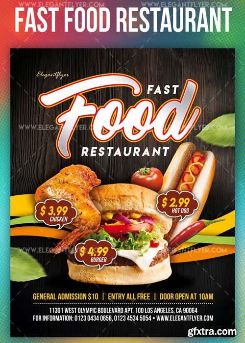 Fast Food Restaurant V1 2019 PSD Flyer Template + Facebook Cover ...