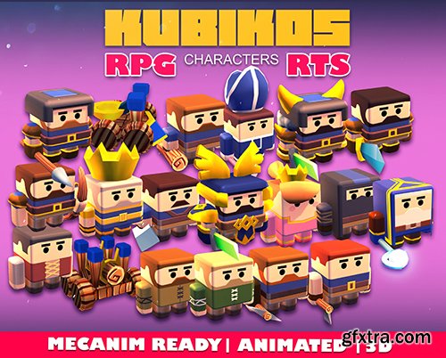 Cgtrader - KUBIKOS - RPG - RTS 20 Animated Cube Mini Units Low-poly 3D model