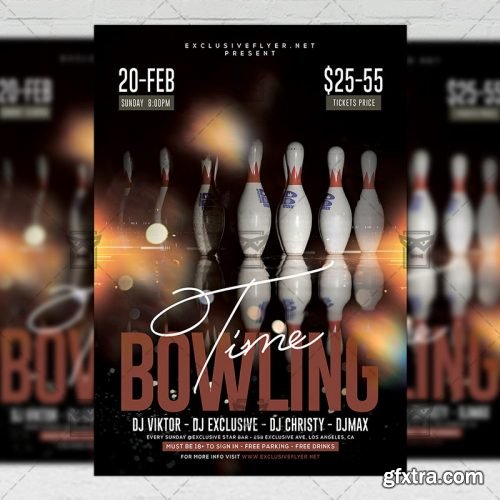 Bowling Time Flyer - Sport A5 Template Bowling Time Flyer - Sport A5 Template