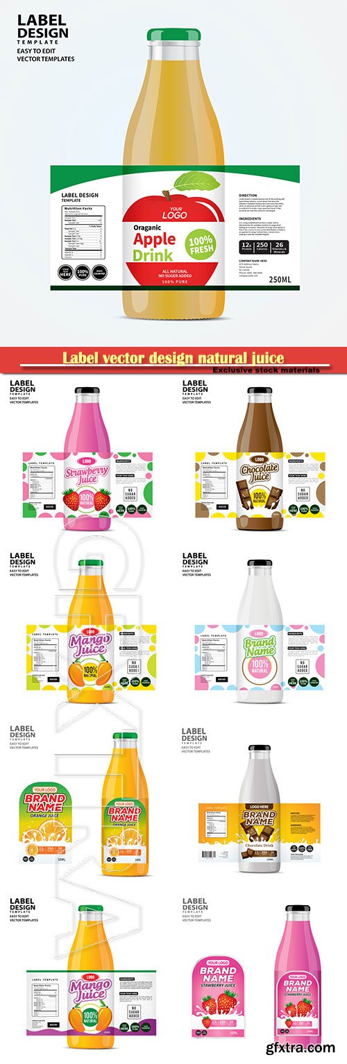 Label vector design natural juice