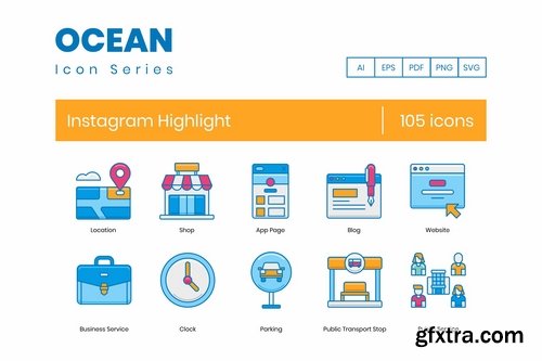 105 Instagram Highlight Icons Ocean Series
