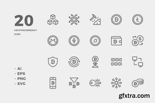Cryptocurrency Icons (Flat, Line, Lineal Color, Solid)