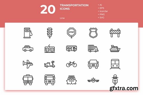 Transportation Icons (Solid, Line, Lineal Color, Flat)