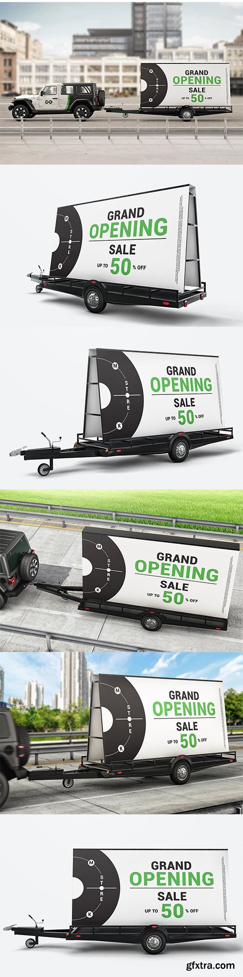 Mobile Billboard Trailer Advertising Sign Mockup Mobile Billboard Trailer Advertising Sign Mockup