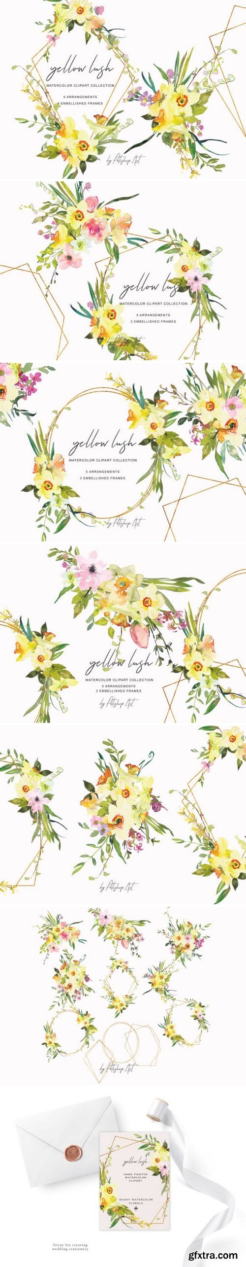 Watercolor Daffodil Bouquets and Frames