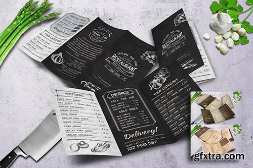 Vintage Trifold Food Menu Bundle
