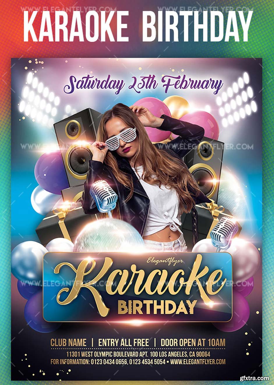 Karaoke Birthday V8 2019 PSD Flyer Template + Facebook Cover