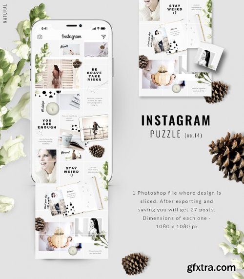 CreativeMarket Instagram PUZZLE Template Natural 3396329 GFxtra