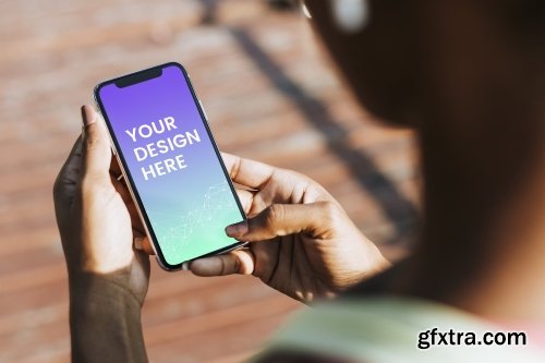 sportive woman using her phone in a park mockup sportive woman using her phone in a park mockup