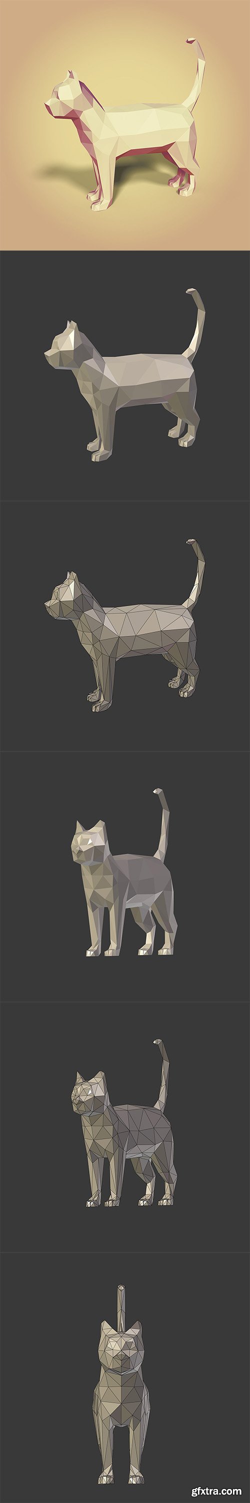 Cgtrader - Low Poly Cartoon Cat Low-poly 3D model