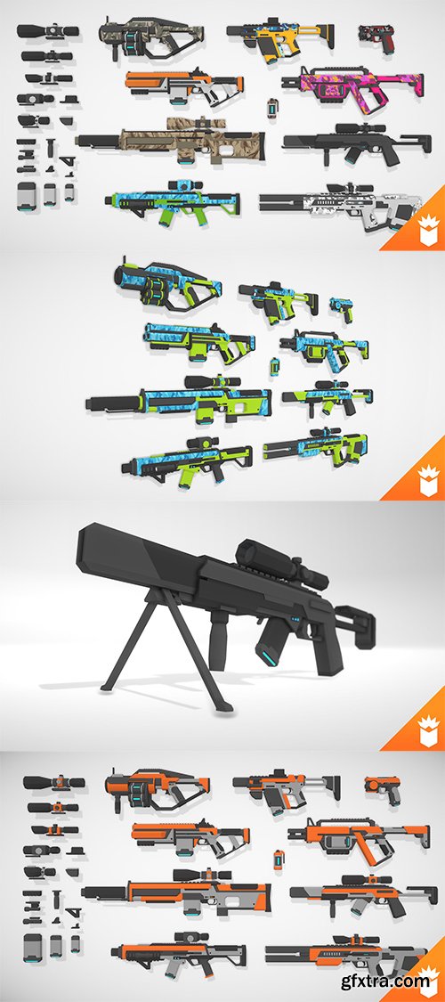 Cgtrader - SciFi Gun Pack Low-poly 3D model Cgtrader - SciFi Gun Pack Low-poly 3D model