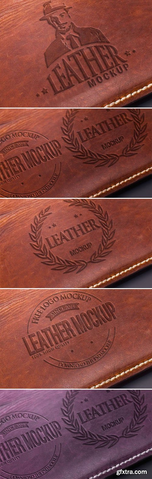 2 Leather Logo Styles PSD Mockup Template