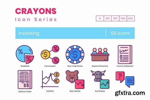Investing Icons Crayon Series