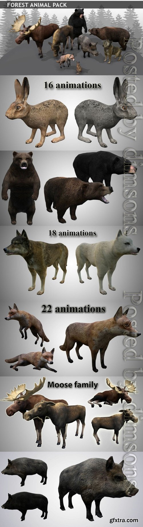 Cgtrader - Forest animals pack Low-poly 3D model Cgtrader - Forest animals pack Low-poly 3D model