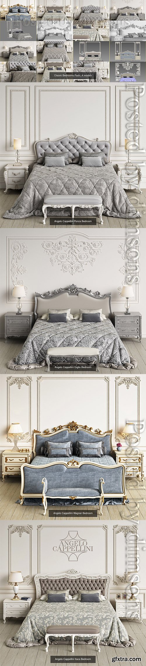 Cgtrader - Classic Bedrooms Pack 3D Model Collection Cgtrader - Classic Bedrooms Pack 3D Model Collection