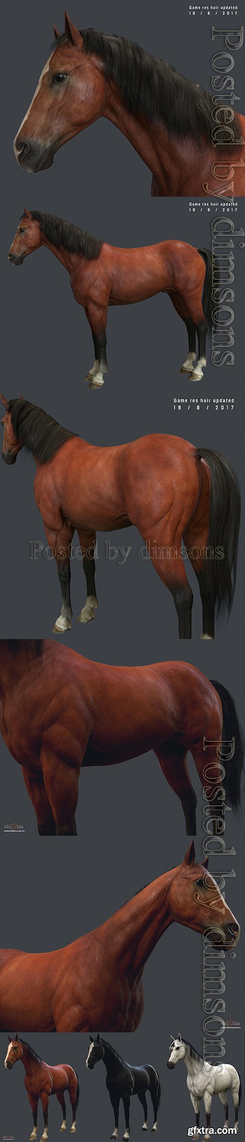 Cgtrader - Game Horse up Low-poly 3D model