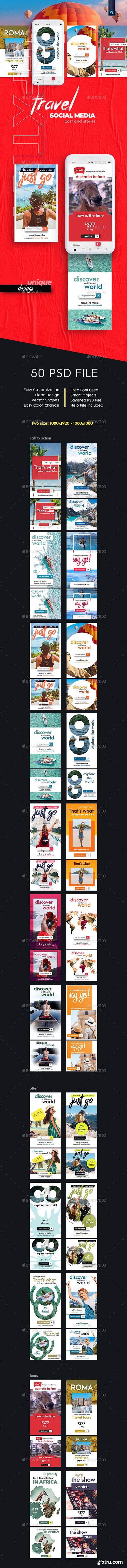GraphicRiver - Travel - Tours Social Media Post and Stories 23377156