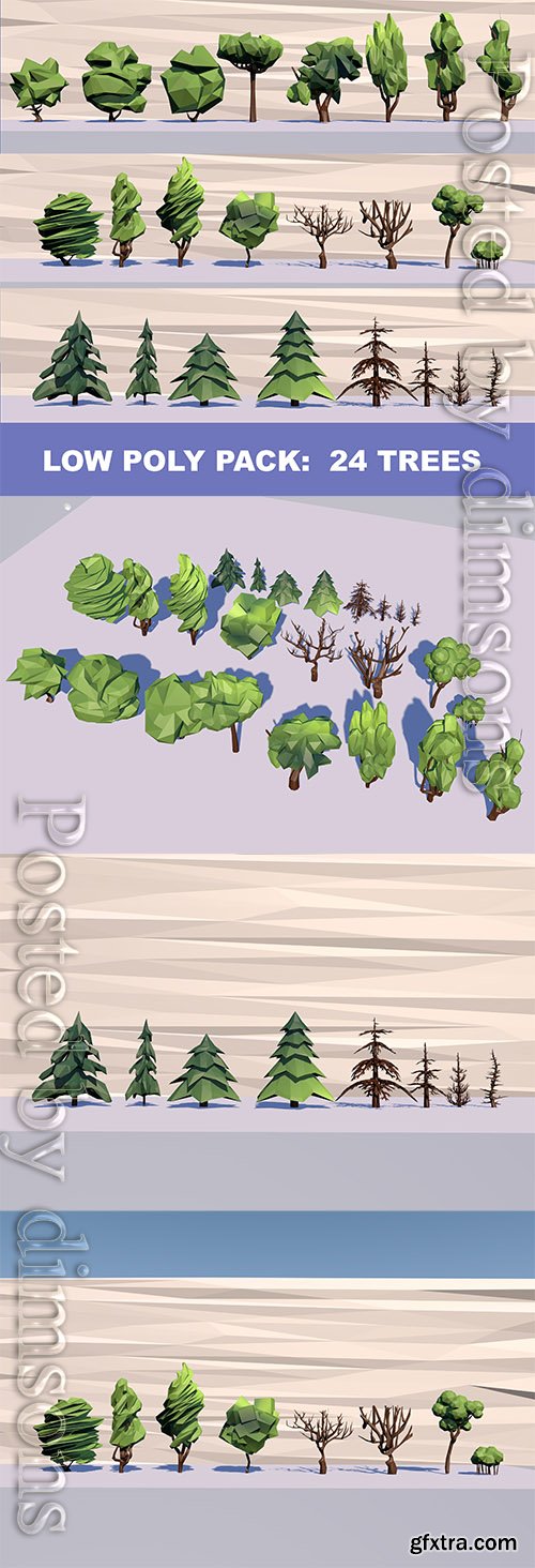 Cgtrader - 24 Trees Pack Low-poly 3D model Cgtrader - 24 Trees Pack Low-poly 3D model