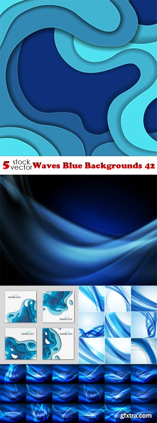 Vectors - Waves Blue Backgrounds 42
