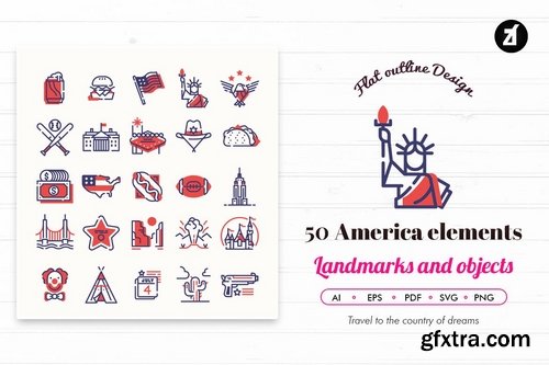 50 USA elements with bonus graphic templates