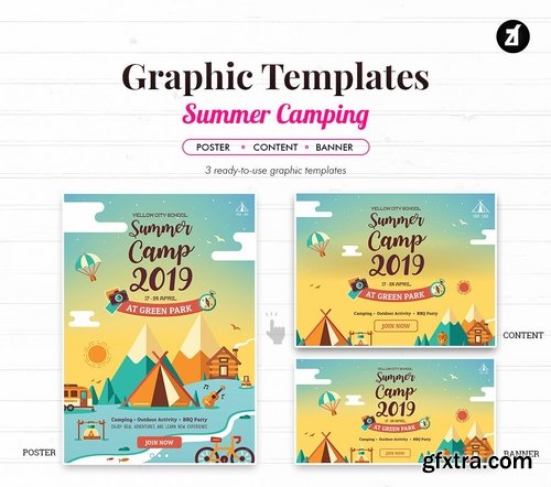 25 Summer Camp icons with bonus graphic templates