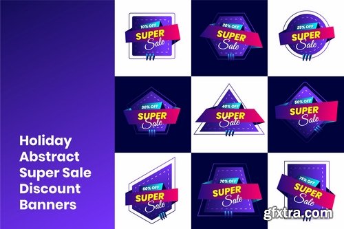 Holiday Abstract Super Sale Discount Banners