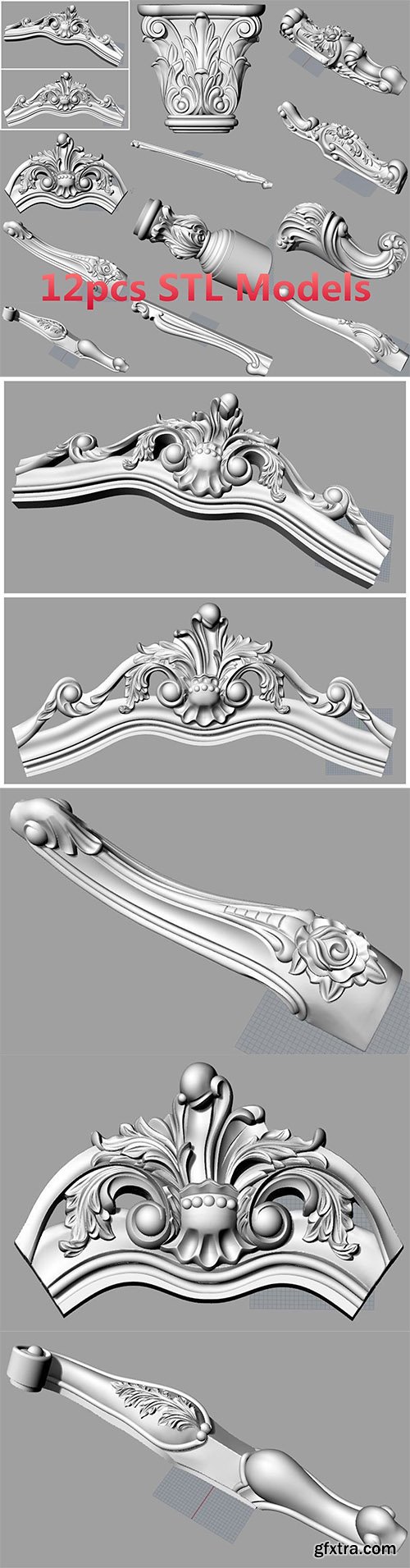 Cgtrader - Bed sofa back flower STL relief model for cnc carving S037 3D model