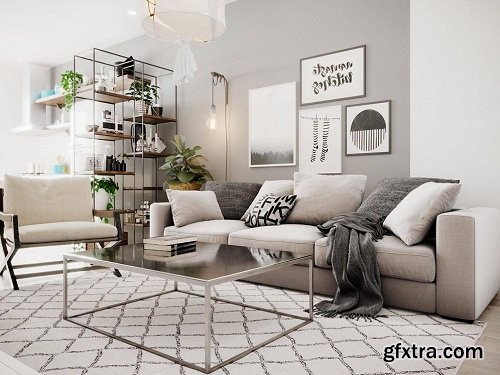 Living Room & Kitchen Room 16 Interior Scene