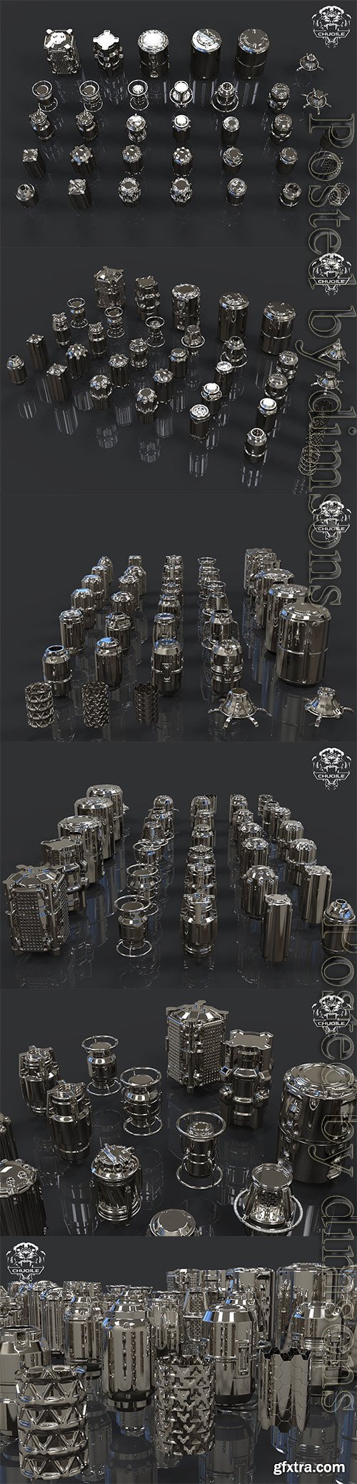 Cgtrader - Sci-fi Hard Surface kitbash cylinder Low-poly 3D model