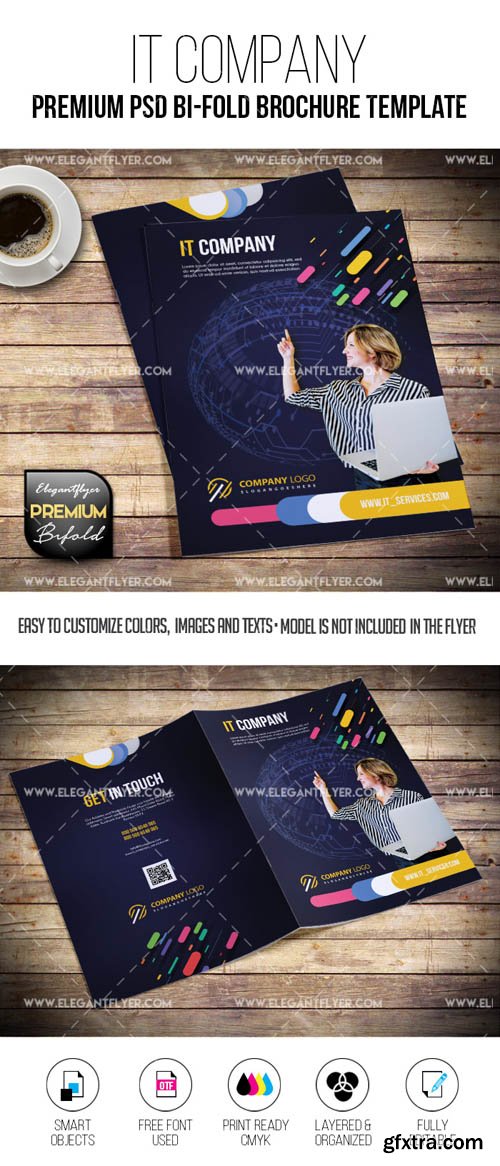 IT Company V1 2019 PSD Bi-Fold Brochure Template