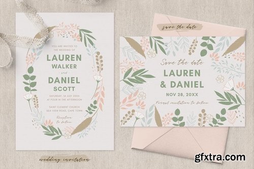 Sweet Wreath Wedding Invitation Suite