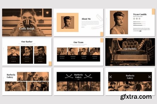 Barberia - Powerpoint Keynote and Google Slides Templates