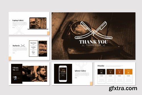 Barberia - Powerpoint Keynote and Google Slides Templates