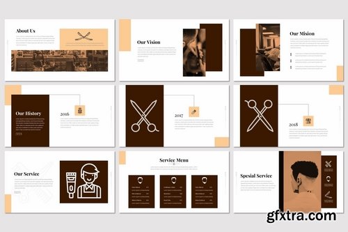 Barberia - Powerpoint Keynote and Google Slides Templates