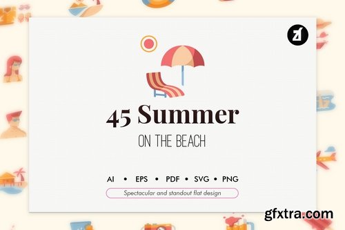 50 Summer elements in flat design