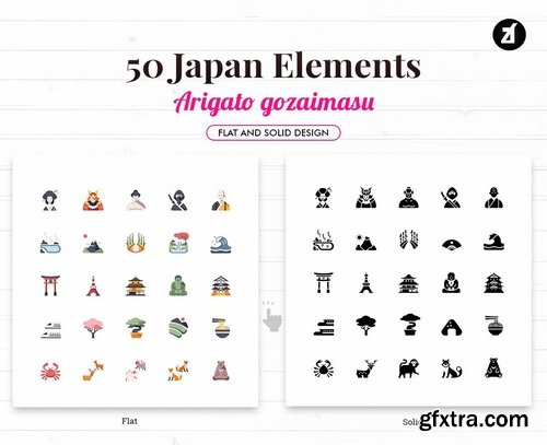50 Japan elements in flat design