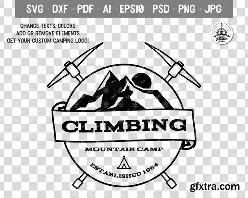 Retro Climbing Logo, Vintage Custom Travel Badge