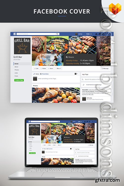 Facebook Cover Picture and Avatar For Grill Bar Social Media