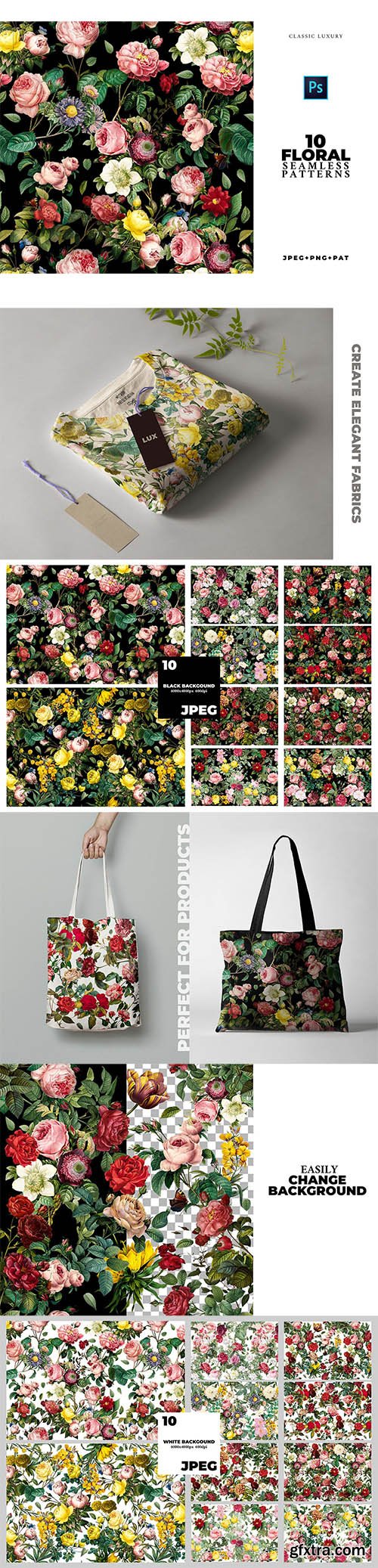 10 ELEGANT Seamless Flower Patterns 10 ELEGANT Seamless Flower Patterns